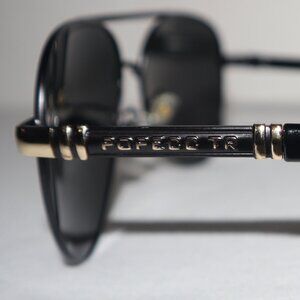 Unisex Trendy Black Metal Polarized Sunglasses Large Frame Double Bridges